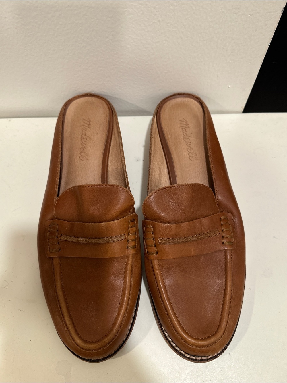 Madewell Women’s Brown Leather Slip On Mule Loafer Flats Round Toe US 8